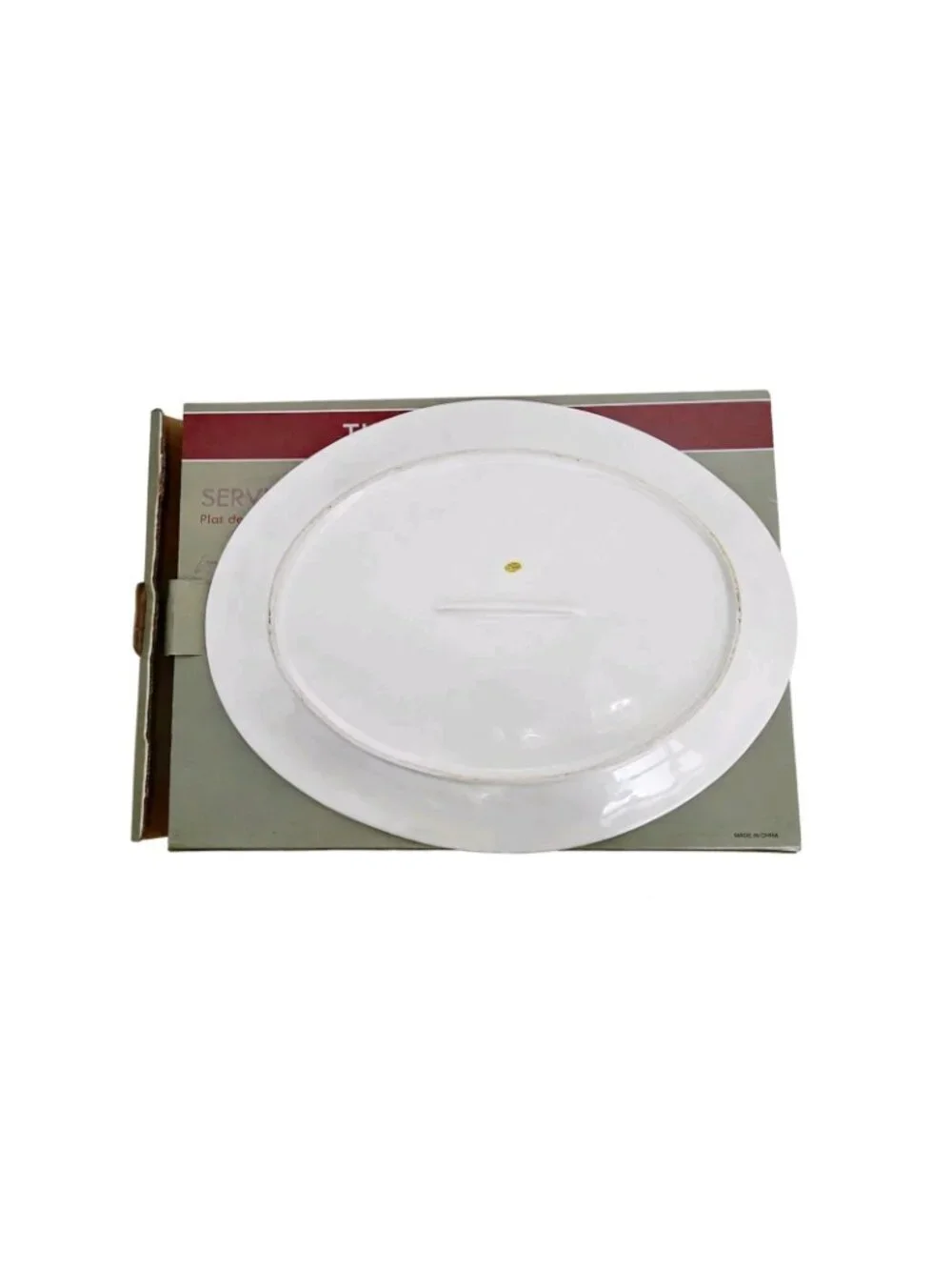 White Embossed Turkey Serving Platter Thanksgiving Harvest Ceramic Large w/ Box